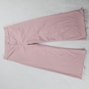 Antonio Melani Pink High Rise Crop Wide Leg Raw Hem Pants